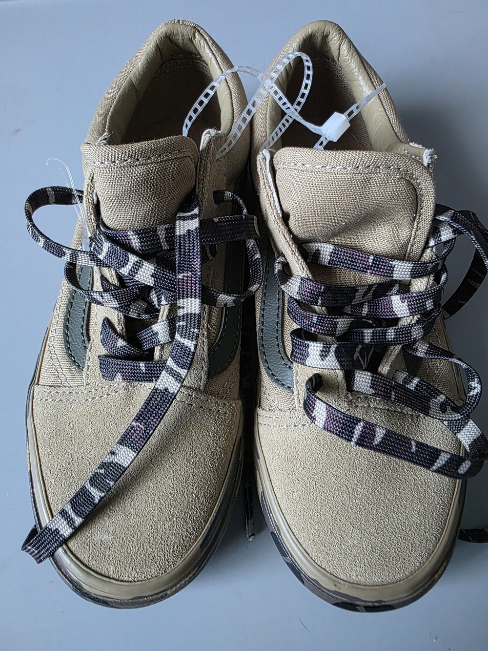 Vans Kids Beige Suede Sneakers with Camo Laces